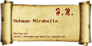 Hohman Mirabella névjegykártya